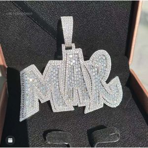 Lettre personnalisée véritable Moissanite diamant Sier pendentif Initial charme glacé bijoux VVS pour hommes femmes