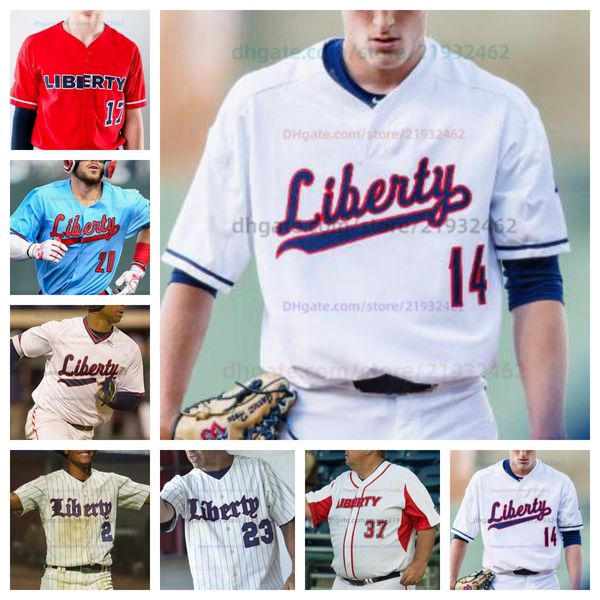 Maillot de baseball personnalisé Liberty Flames tous cousus maillots pour hommes et femmes 18 Camden Troyer 19 Joseph Waters 20 Graham Edwards 22 Nathan Keeter 55 Todd Hudson