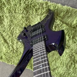 Custom Lighing X -vorm in paarse 6 string bas gitaar Gitaar snel gratis schip