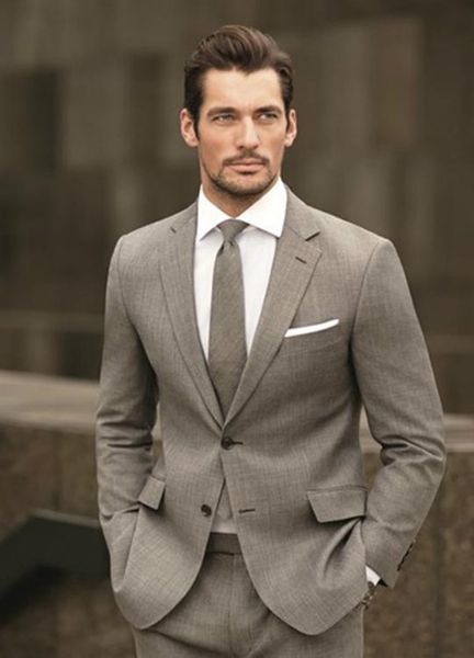 Trajes de hombre de color marrón claro para boda Trajes de novio ajustados Blazer Esmoquin 2 piezas (chaqueta + pantalones) Terno Masculino Hombre Ropa de fiesta Traje Homme