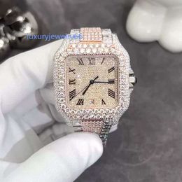 Aangepaste lichte sieraden Mooie luxe Vvs Handinstelling Herenmerk Moissanite Diamond Watches