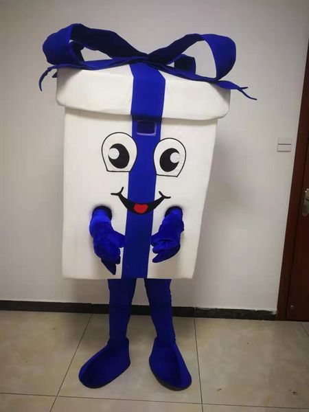 Alta calidad Imágenes reales Cajas de regalo traje de la mascota Caja de regalo de Navidad mascota publicidad mascotte Tamaño adulto directo de fábrica envío gratis