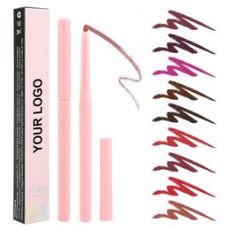 Aangepaste lipliner roze romige lipliner potlood private label waterdicht intrekbare groothandel lip make-up lipliners veganistisch 30st 240301