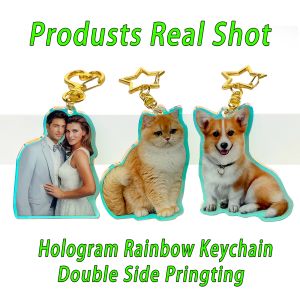 Logo personnalisé Collier de porte-clés en acrylique Nom Impression Impression Holographic Pet Pet Cat Dog Birnal Gift Fun Gift Personnalise Course