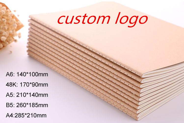 Custom logo!blank Kraft paper notebook A4 A5 B5 Student Exercise book diary notes pocketbook school study supplies 30 sheets AU US free ship