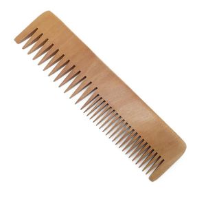 Logo personnalisé Peigne à cheveux en bois de pêche blanc Peigne à barbe Peigne à dents fines à double tranchant 16 cm de longueur SN282