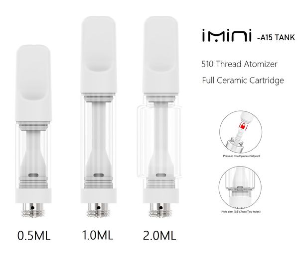 Livraison gratuite Logo personnalisé / boîte Cartouche de vape vide 0,5 gramme 1,0 g Cartouches de chariots à huile épaisses en céramique complète Atomiseur pour 510 fils Mod Vapers Wape 1 ml vape vide