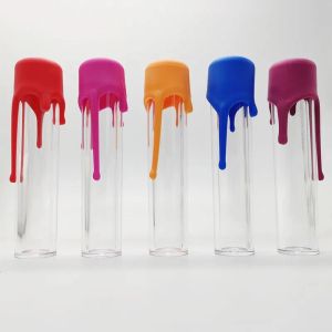 Tubes en verre en plastique de cylindre de logo personnalisé emballant l'étiquette d'OEM pour l'emballage de tube couleurs UV très brillantes estampage à chaud vide ZZ