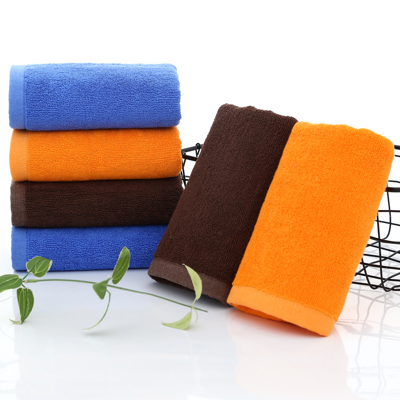 Custom Logo Face Towel 100% Cotton Blue Brown Orange Solid Hand Towels for Hotel Home Take Hot Springs Sauna Spa Beauty Salon Towel 33x74cm 120g 21s