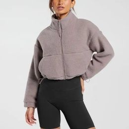 Veste courte surdimensionnée pour femmes, Logo personnalisé, mode Street Wear, veste polaire Sherpa floue