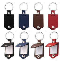 Aangepast Logo Geschenk Engrave Auto Business Sublimation Liegene Keyring Key Ring Custom Metal Pu Leather Keychains Key Chains WJ05