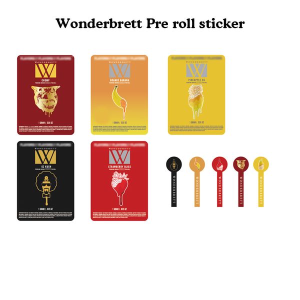 Logo personnalisé imprimer Wonderbrett preroll autocollants 115mm 120mm verre doob tube cali emballage étiquette