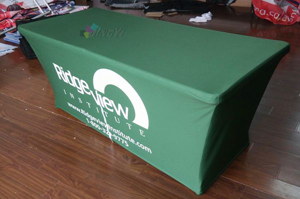 Nappe de table d'affichage de couverture ajustée imprimée par logo fait sur commande pour le salon commercial