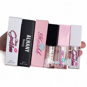 Logotipo personalizado Blanco Rosa Cuadrado Tubos de brillo de labios vacíos 5 ml Varita grande Cepillo Botellas de brillo de labios Ctainers Lápiz labial Lipblam Tubos 50 piezas l4pS #