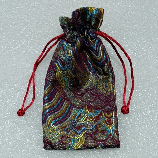 Pochettes en soie à long cordon personnalisé en gros sacs-cadeaux ethniques en brocart chinois avec pochette en tissu de satin doublé emballage de bijoux 8x16cm 10 pcs/lot