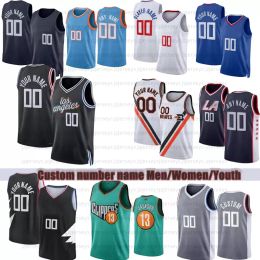 Custom Los Paul Kawhi James Ruussell Jerseys de basket-ball annuels George Leonard Harden Norman Powell Westbrook Ivica Zubac Bones Hyland Kenyon Martin Jr.