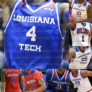 Custom Louisiana Tech College Basketball Jerseys Karl Malone Daquan Bracey Ledoux Amorie Archibald Jean Muhammed Brown Millsap