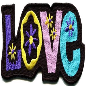 Aangepaste liefde vrede hippie boho retro flower power hippie geborduurde opstrijkbare patch nieuw ontwerp badge 2954