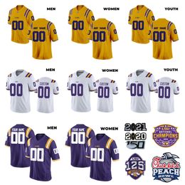 Maillots de football personnalisés LSU Tigers College 25 Gregory Clayton Jr. 88 Evan Francioni 28 Cowinn Helaire 17 Chris Hilton Jr. 24 Landon Ibieta 10 Jenkins 2 Lacy Nabers Jersey