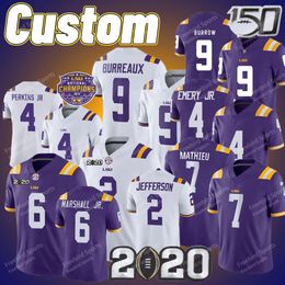 Maillot personnalisé LSU Tigers Football Burrow Joe Burreaux Tyrann Mathieu Terrace Marshall Jr Fournette Delpit Beckham Jr. Justin Jefferson Chase Daniels Guice Kinney