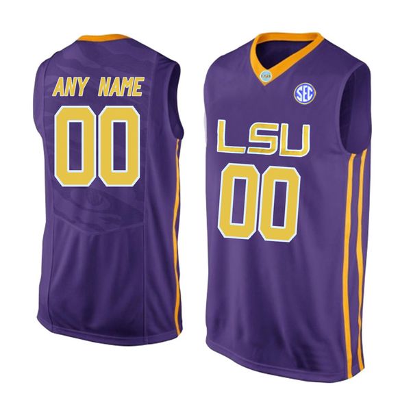 Camisetas personalizadas de LSU Tigers para hombres, universidad, blanco, púrpura, oro, bandera de EE. UU., moda personalizada, ropa de baloncesto universitaria, jersey cosido de tamaño adulto