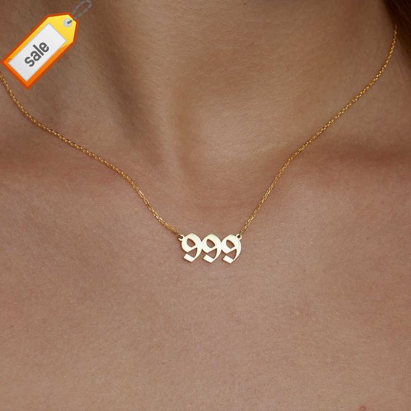 Personnalisé Lucky Angel Number Collier Minimaliste Plaqué Or En Acier Inoxydable Initial Collier Femmes Bijoux