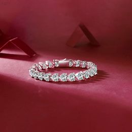 Bracelet de Tennis en diamant, luxe personnalisé, argent véritable S925, or 9k 10k 14k 18k, haut de gamme, en forme de cœur glacé Vvs Moissanite Lad