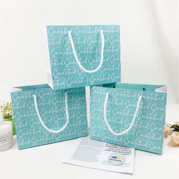 Bolso de compras de papel de regalo de color de lujo personalizado Embalaje de regalo Bolsa de papel reutilizable plegable con logotipo