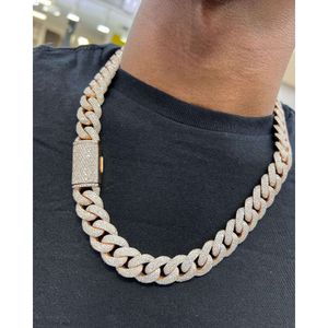 Aangepaste luxe ontwerp Moissanite hiphopstijl sieraden 925 zilvergoude vergulde Miami Link -ketting ketting voor ropper