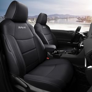 Aangepaste luxe ontwerp Styling Car Seat Covers voor Toyota RAV4 XA50 met waterdichte lederente fit volledige set -Coffee