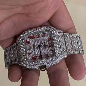 Aangepaste luxe roestvrij staal Iced Out Hand Setting Vvs Moissanite Lab Diamonds Bekijk alle hoogwaardige horloges