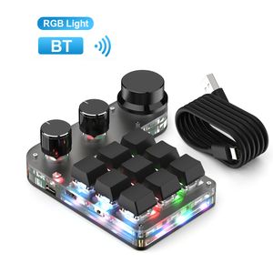 Teclado Macro personalizado, Mini perilla de 9 teclas, programa RGB, 18 caracteres, Macropad inalámbrico, copia de intercambio en caliente, accesorios mecánicos para jugadores