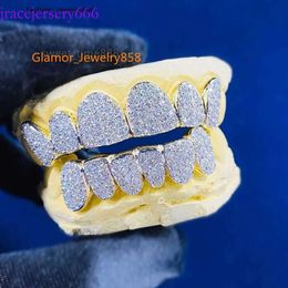 Gold en diamant dentaire réel en or sur mesure et 8 en bas Iced Hip Hop Bling Teethz Grillz