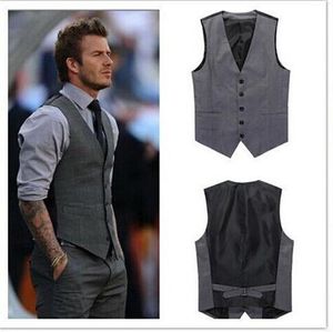 Custom Made Mens Wedding Vest Hot Sale Good Design Grey Groom Groomsmen Vest Casual Slim Men's Vest ( Vest+Tie)