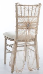 Custom Made 2016 Vrouwelijke Tule Chair Covers Goedkope Kristallen Stoel Sashes Romantische Bruiloft Decoraties Huwelijksbenodigdheden 55