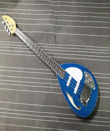 Hecho a 4 cuerdas lágrimas de 4 cuerdas Basos azul semi hueco de cuerpo eléctrico Guitarra lágrimas Bass F Hardware de cromo cromado 6846422