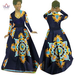 Custom Made African Clothes Bazin Rich Dashiki Africrint Lange Jurk Traditionele Kleding Batik Plus Size Dames Jurk Maxi Jurk WY029
