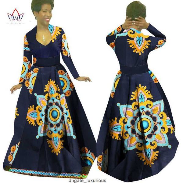 Vêtements africains fabriqués sur mesure bazin riches dashiki afrint longue robe de tenue traditionnelle batik plus taille femme robe maxi robe wy029