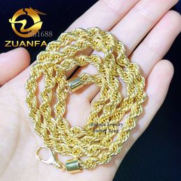 Collier en or véritable Au750 sur mesure, 4Mm 6Mm 18 pouces, taille diamant, bijoux Hip Hop en or massif, chaîne en corde