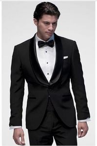 Custom Made Black Groom Tuxedos Beaux Hommes Costumes Formels Hommes D'affaires Portent Des Costumes De Dîner De Bal De Mariage (Veste + Pantalon + Cravate + Ceinture) NO; 661