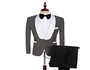Brand monteur sur mesure Châle Châle Blanc Smooth Tuxedos Black Men cosit Wedding Man Twopiece Suite3510804