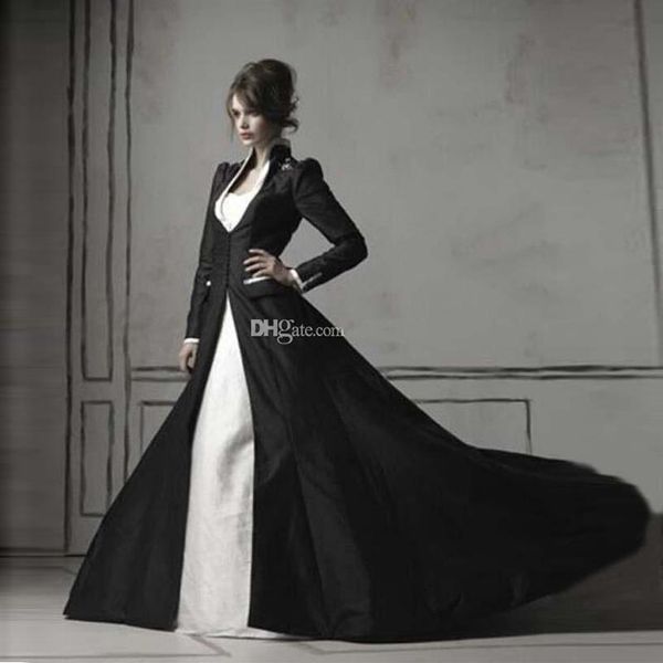 Custom Made mariée à manches longues cape étage longueur mode femmes 2020 noir Satin mariage manteau longue mariage Jacket305q