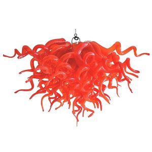 Lámpara de mesa de comedor hecha a medida, candelabro de cristal de arte moderno, Color rojo, 60 CM, cadena de cristal decorativa soplada a mano, luces colgantes