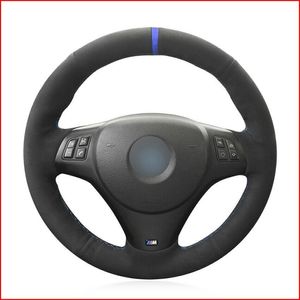 Custom Made DIY Anti Slip Black Suede Leather Hand Sew Car Steering Wheel Cover voor BMW M Sport M3 E90