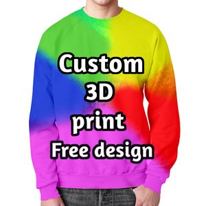 Custom Made Diy Men Women 3D Sweatshirt pullover ouder Kind voorjaar Casual sportkleding gratis schip drop groothandel 220704