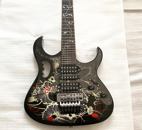 Por encargo FAST SH JEM 77FP2 Patrón floral Guitarra eléctrica Árbol de la vida incrustación Guitarra Puente trémolo China Guitars9210696