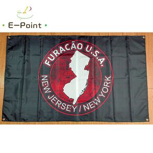 Furacao USA New York Flag 90 * 150cm (3ft * 5ft) Taille Polyester Banner Home Garden Flag Flaging Cadeaux