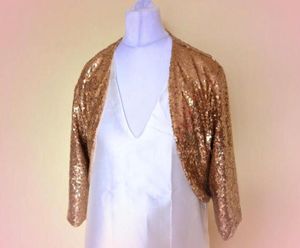 Veste de mariée à paillettes dorées sur mesure 34, boléro de mariage à manches longues, veste de demoiselle d'honneur 2748502