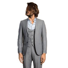 Costume gris sur mesure pour hommes, costume trois pièces pour mariage, Tuxedos de marié, Blazer, costume de marié, veste, pantalon, gilet, 240123
