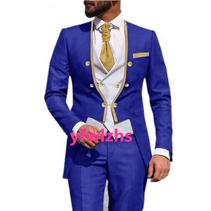 Smokings de marié sur mesure à double boutonnage hommes costumes Mandarin revers garçons d'honneur mariage/bal/dîner homme Blazer veste pantalon cravate gilet M112